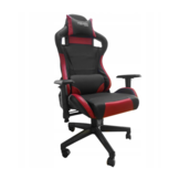 Game bureaustoel met hoofd- en rugkussen - zwart met rood