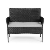 Tuinmeubel set grijs - Polyrotan  tafel, bank en 2 fauteuils