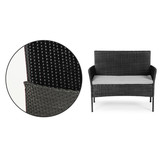 Tuinmeubel set grijs - Polyrotan  tafel, bank en 2 fauteuils