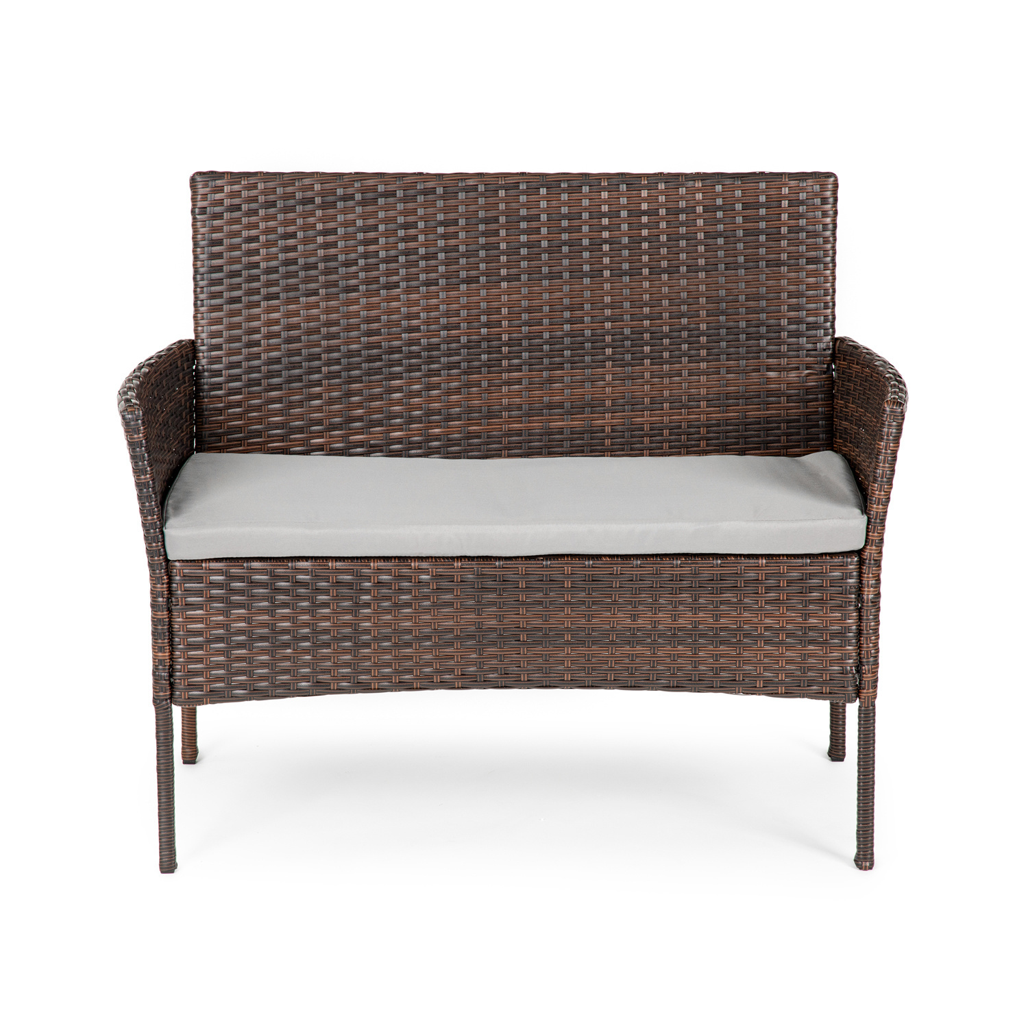 Tuinmeubel set bruin - Polyrotan  tafel, bank en 2 fauteuils