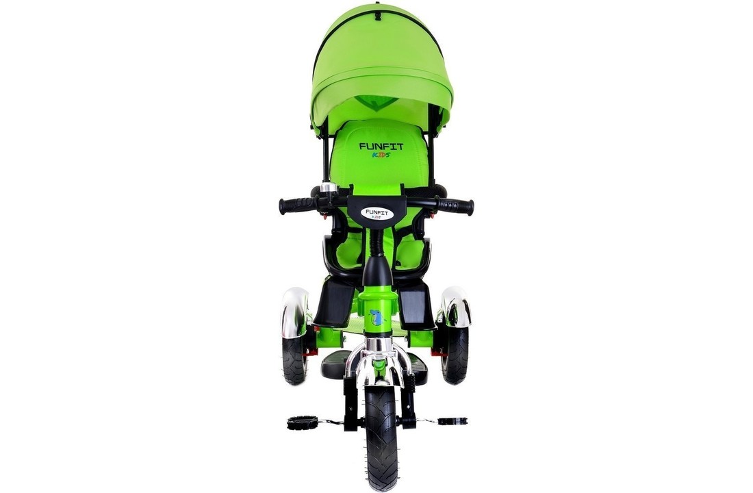 Driewieler kinderwagen - groen - met trappers en zonnewering