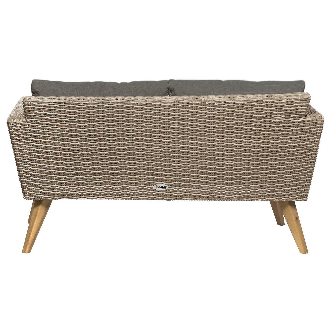 Tuinset Rotan lichtbruin - tafel, bank, 2 stoelen en kussens