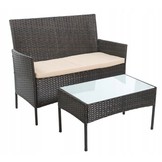 Tuinset bruin met crème - 2 stoelen, 1 bank en tafel