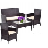 Tuinset bruin met crème - 2 stoelen, 1 bank en tafel