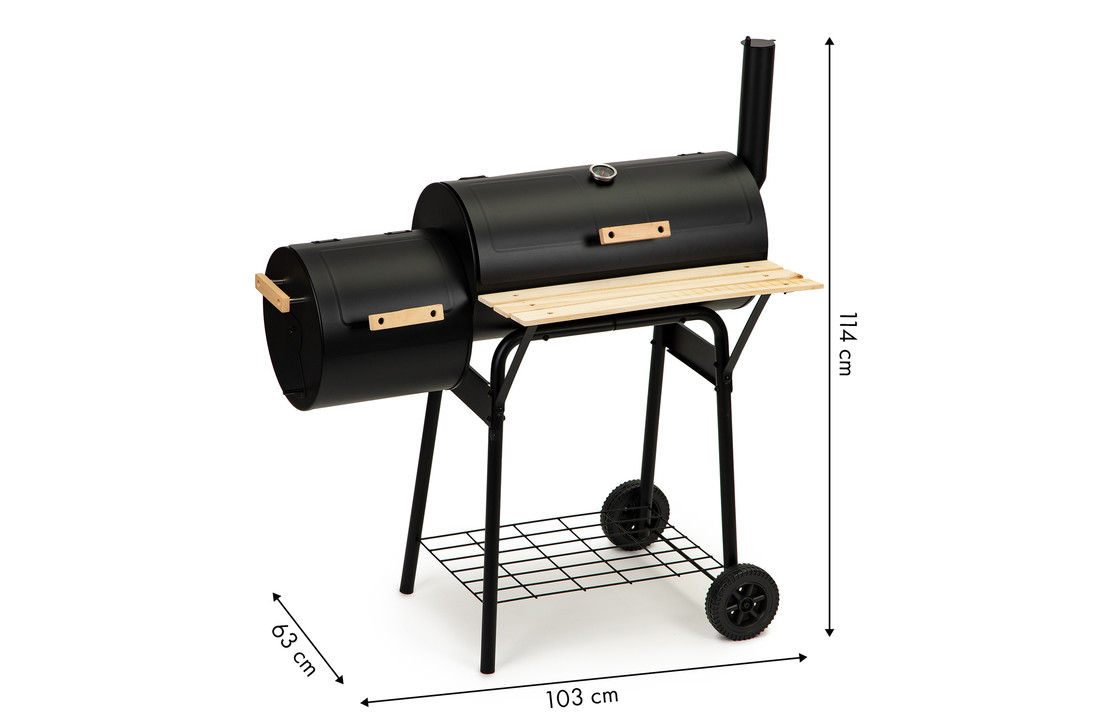 Barbecue & smoker in-1 -op wielen - 103x63x114 cm