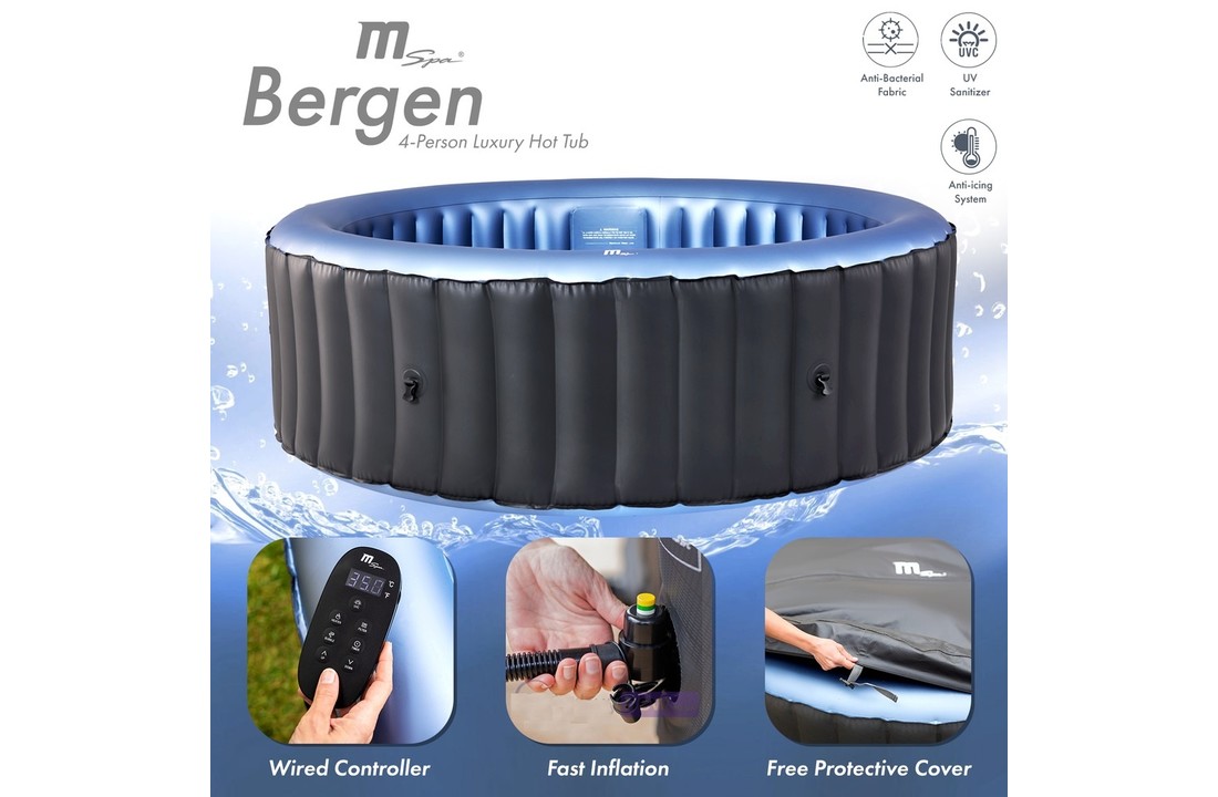MSpa Bergen - bubbelbad - opblaasbaar - 4-persoons - 180x73 cm