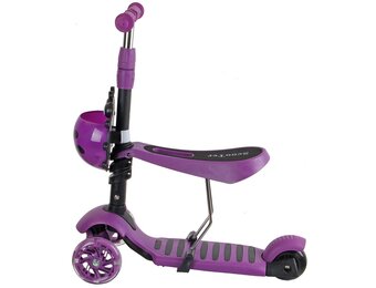 Kinder step driewieler - lieveheersbeestje paars - met zitje