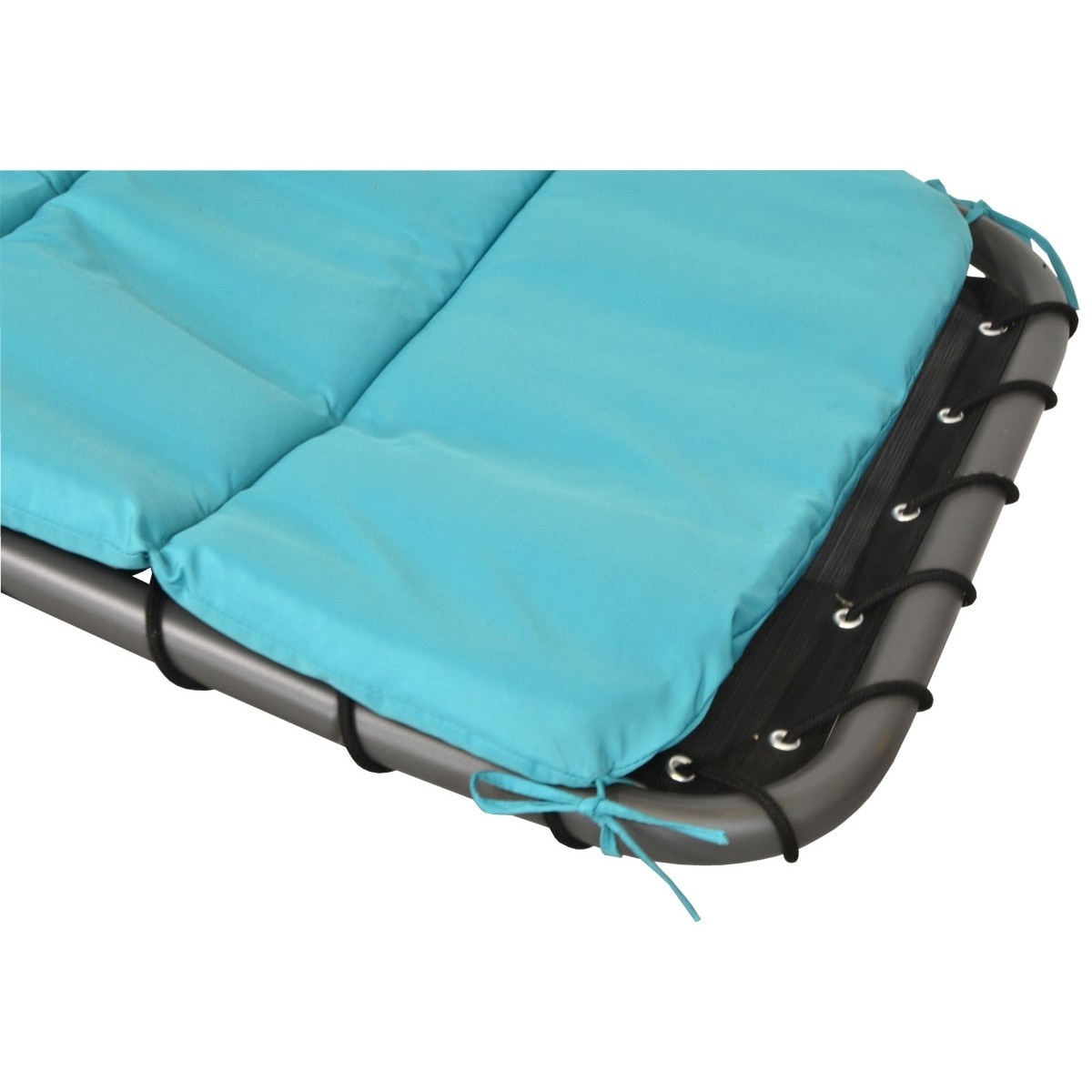 Ligbed tuinstoel met zonnevizier - 190x205x105 cm - turkoois & grijs