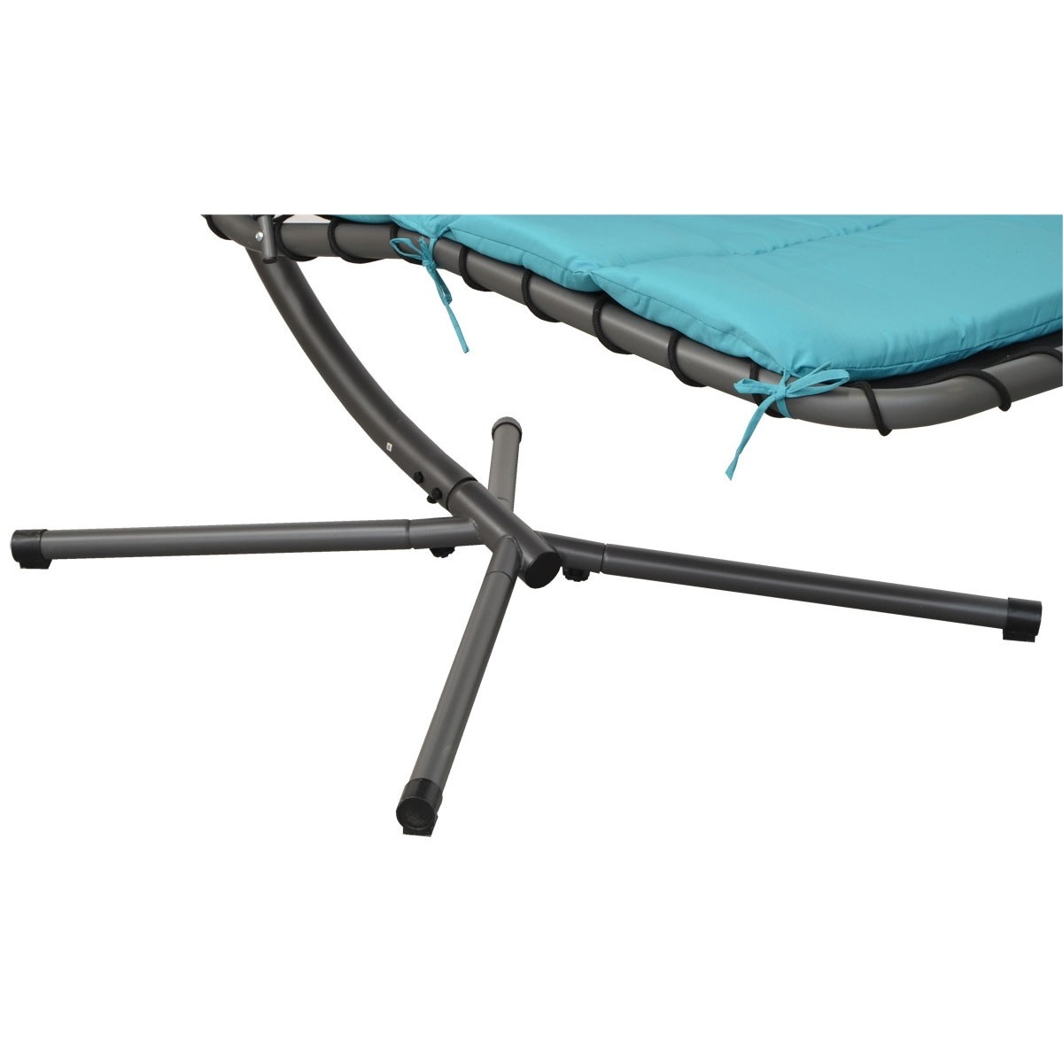 Ligbed tuinstoel met zonnevizier - 190x205x105 cm - turkoois & grijs