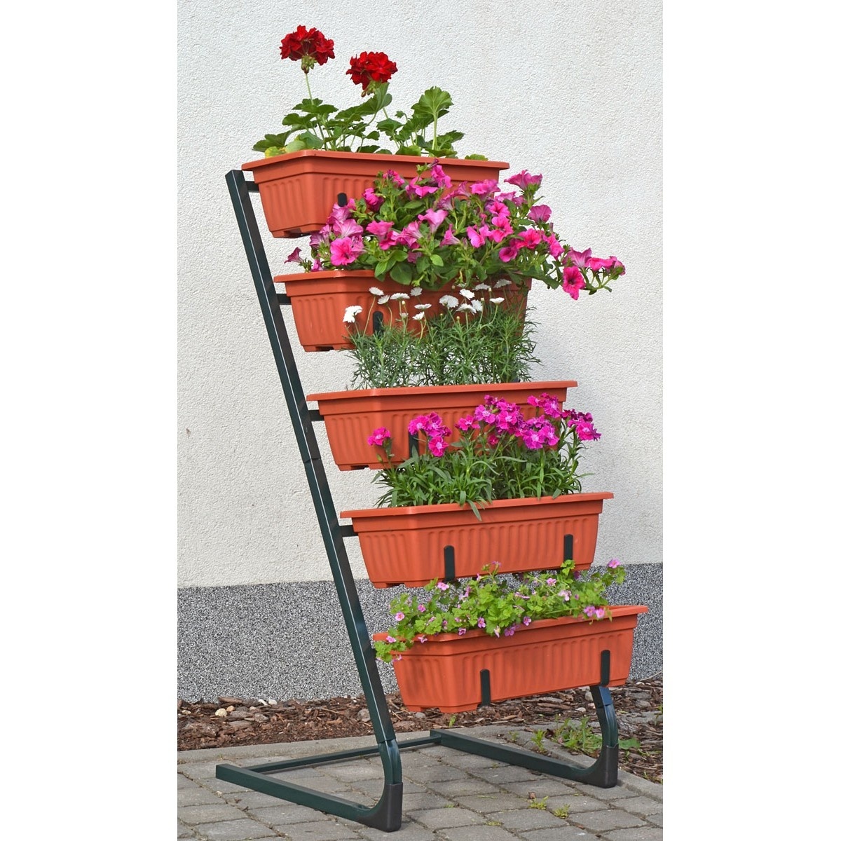 Plantenbak - bloembed met 5 potten - 55x50x115 cm