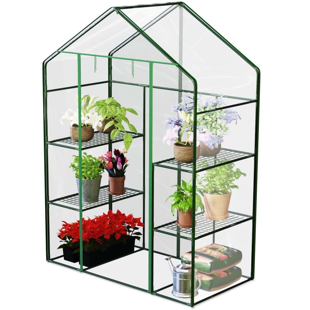 Tuinkas met 4 schappen - 140x70x195 cm - PVC