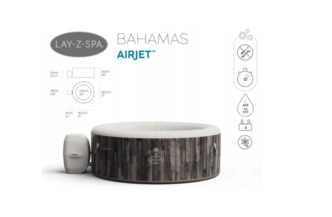 Bestway Lay-Z-Spa BAHAMAS opblaasbare jacuzzi - 4-pers - 180x66 cm