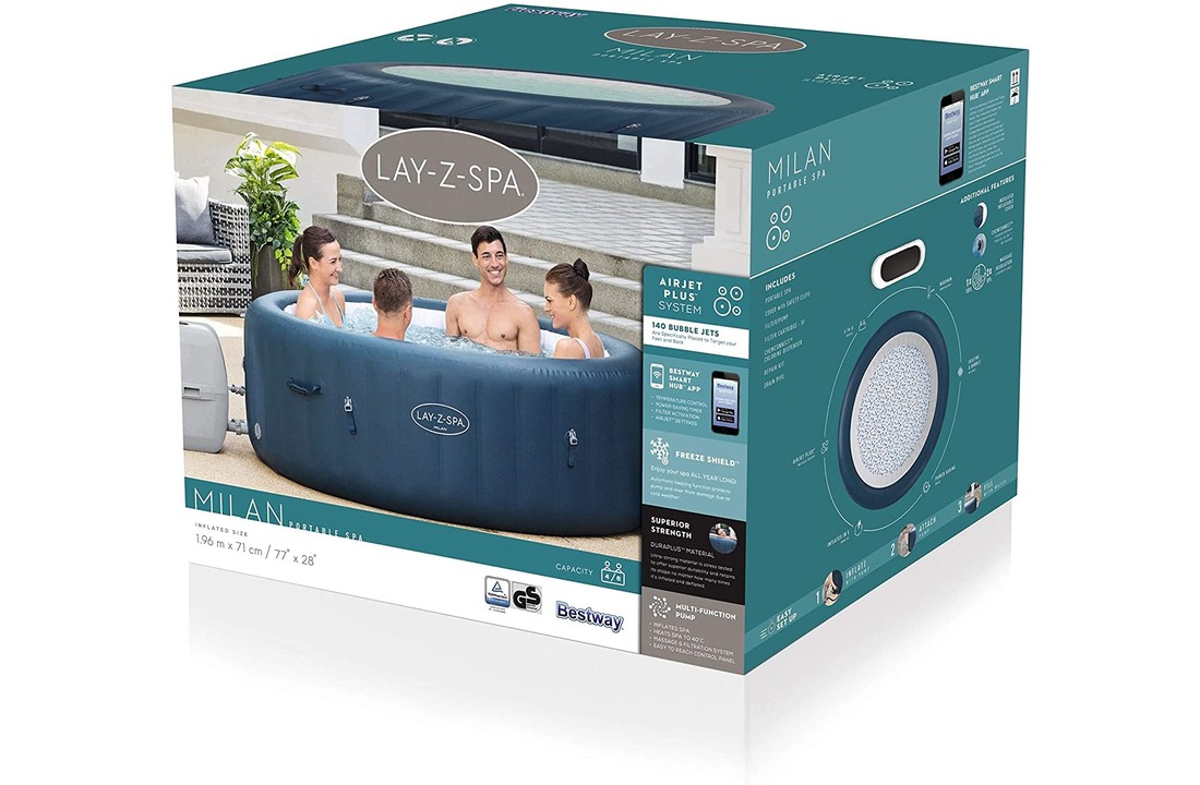 Bestway Lay-Z-Spa Milan Airjet Plus opblaasbare jacuzzi - 6-pers - 196x71 cm