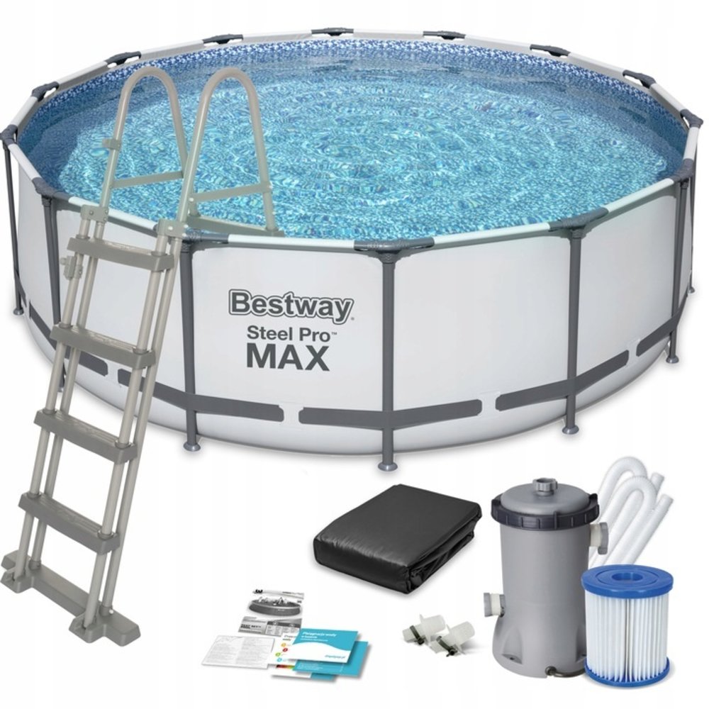 Bestway Steel Pro Max 457x122 cm grijs - complete set - Vikingchoice.nl