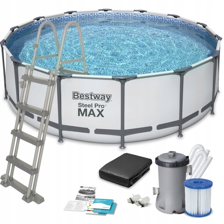 Bestway Steel Pro Max 457x122 cm grijs - complete set - Vikingchoice.nl