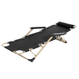 Tuinstoel ligstoel 2-in-1 met hoofdsteun - Zwart