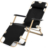 Tuinstoel ligstoel 2-in-1 met hoofdsteun - Zwart