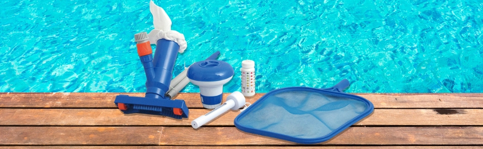 Jilong zwembad schoonmaakset - teststrip en borstel met net