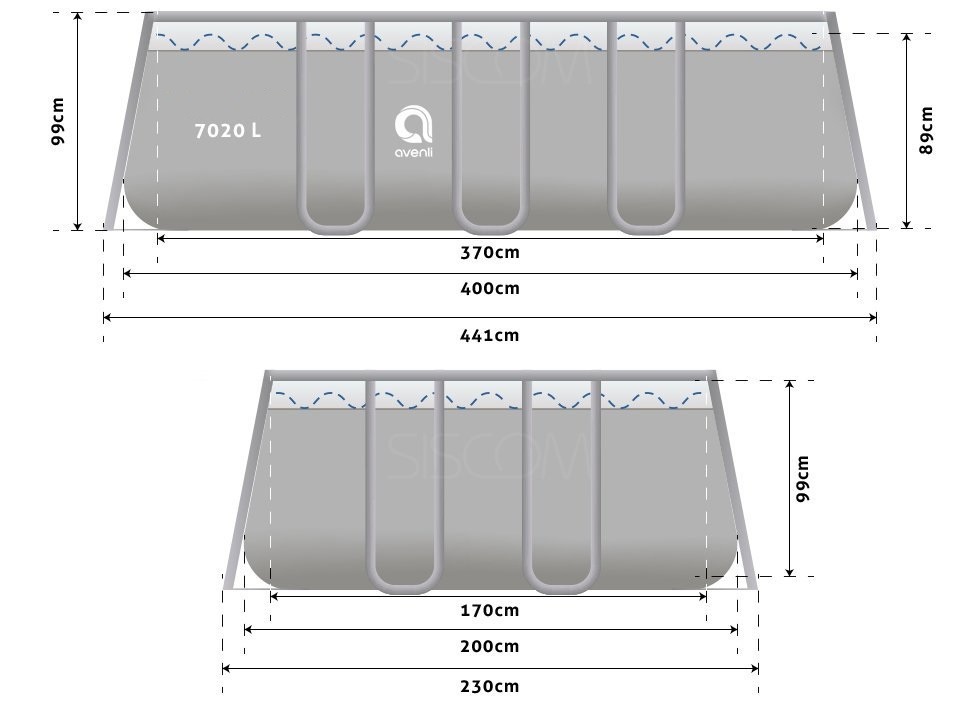 Avenli opzetzwembad 400 x 200 x 99 cm met filterpomp - complete set