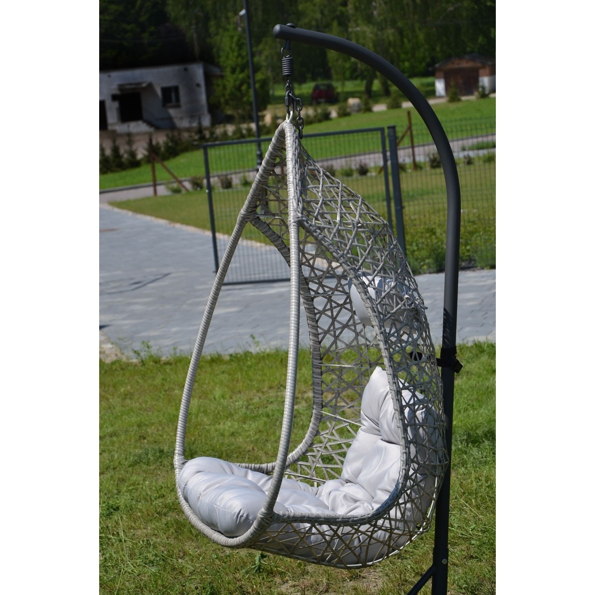 Hangstoel cocoon met frame en kussen - grijs - tot 130 kg