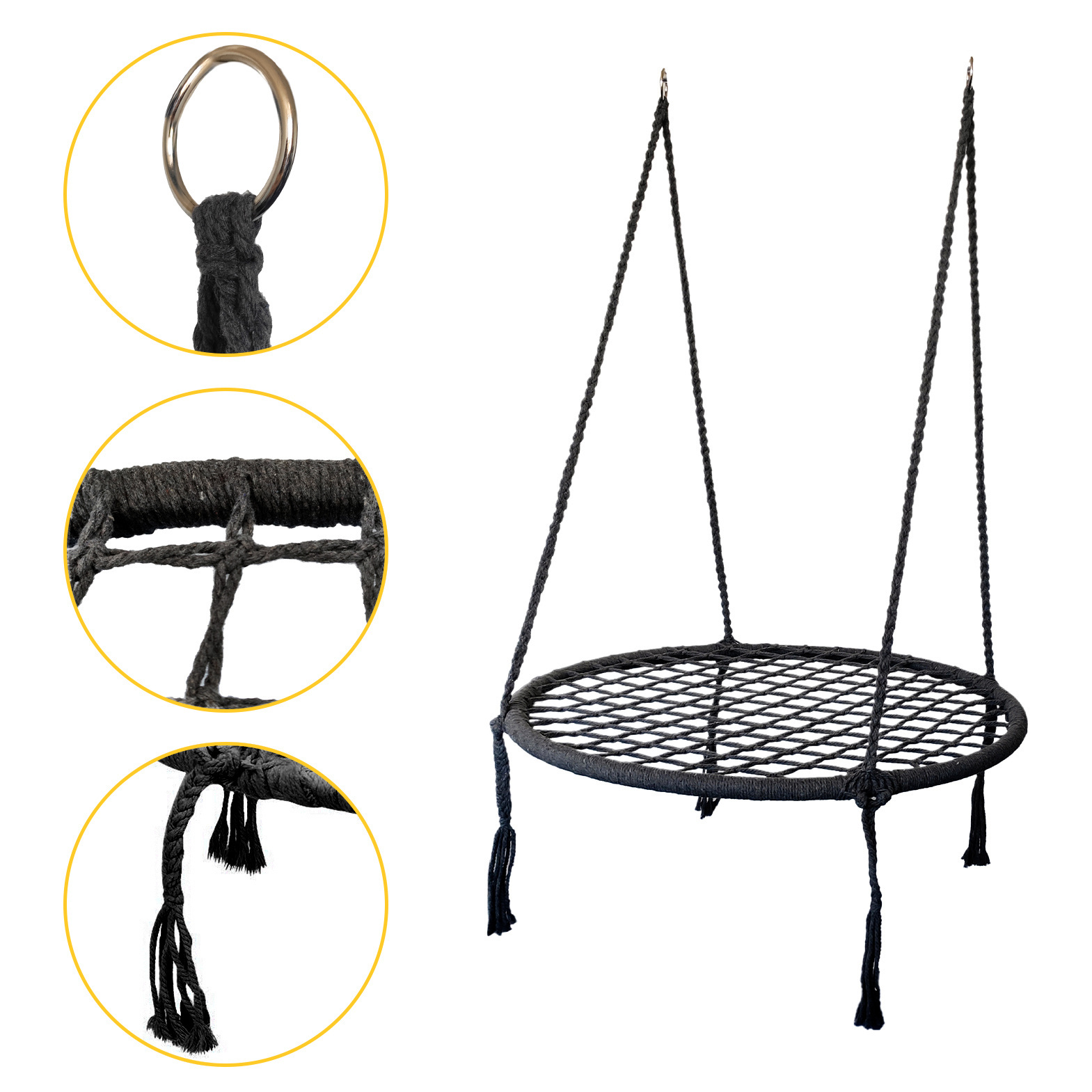 Hangstoel zwart 80 cm diameter tot 150 kg