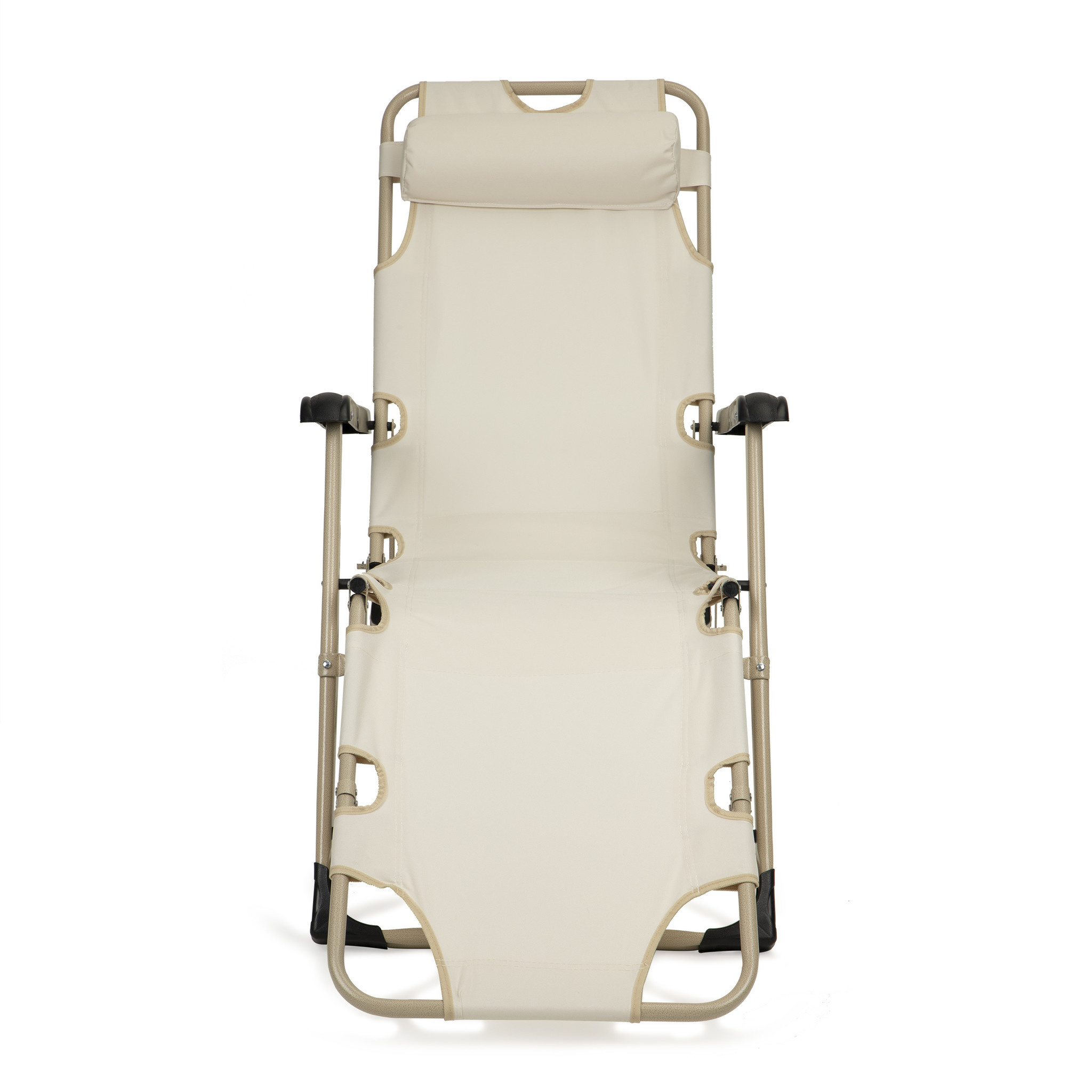 Tuinstoel ligstoel 2-in-1 met hoofdsteun - Beige