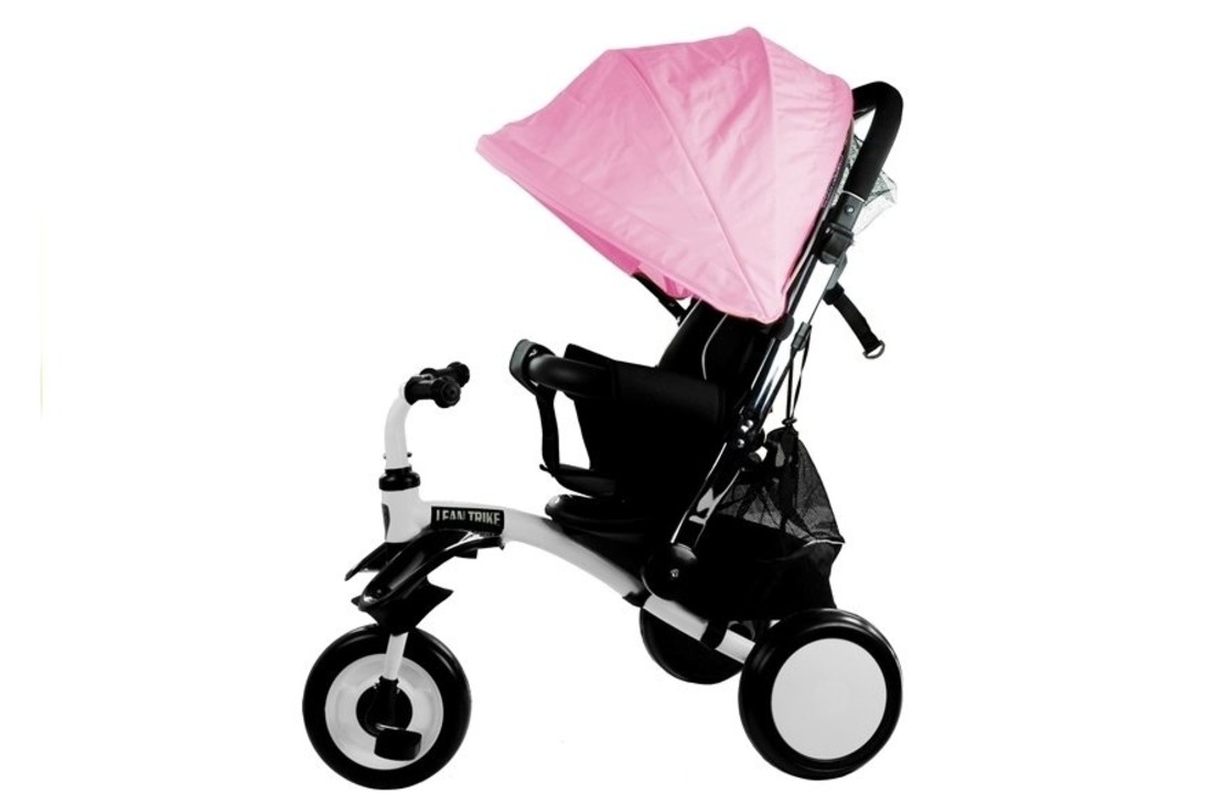 Driewieler fiets - loopwagen - roze - met zonnescherm