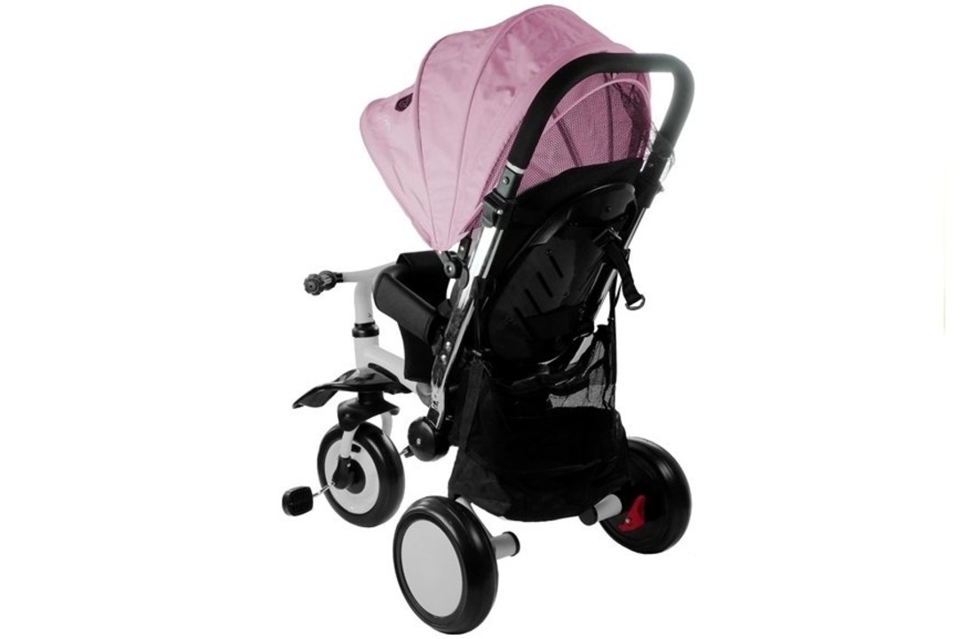 Driewieler fiets - loopwagen - roze - met zonnescherm