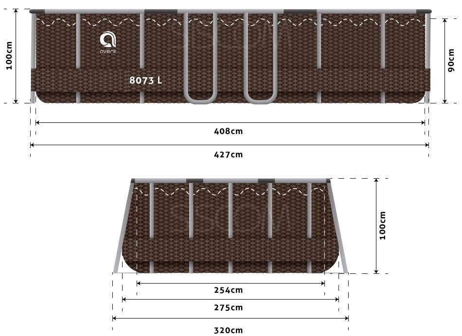 Zwembad - Avenli - 427x275x100 cm Rattan-look complete set