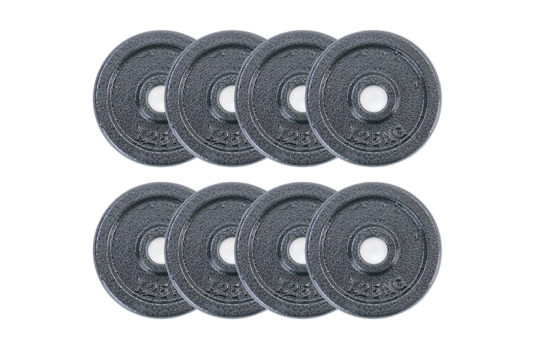 Halterschijven set gietijzer 10 kg - 8x 1,25 kg - 28 mm