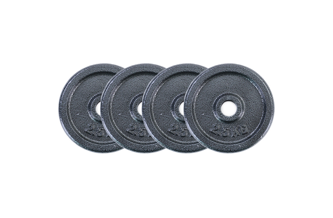 Halterschijven set gietijzer 10 kg - 4x 2,5 kg - 28 mm