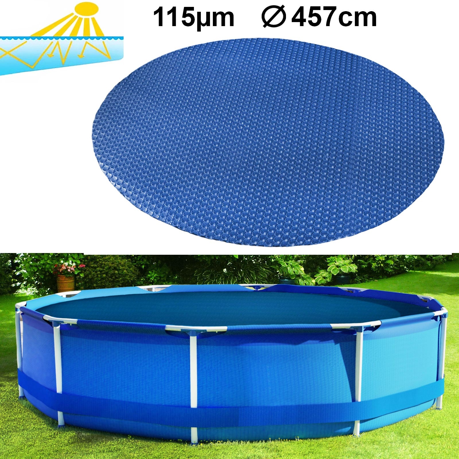 RAMROXX zwembad verwarmde afdekking - 366 cm - zwembadverwarming 115 µm