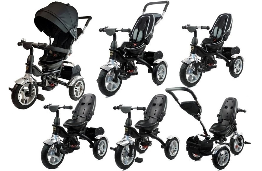 Driewieler kinderwagen met zonnekap zwart