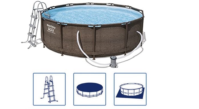 Bestway steel pro zwembad 366 x 100 cm Rattan-look - complete set