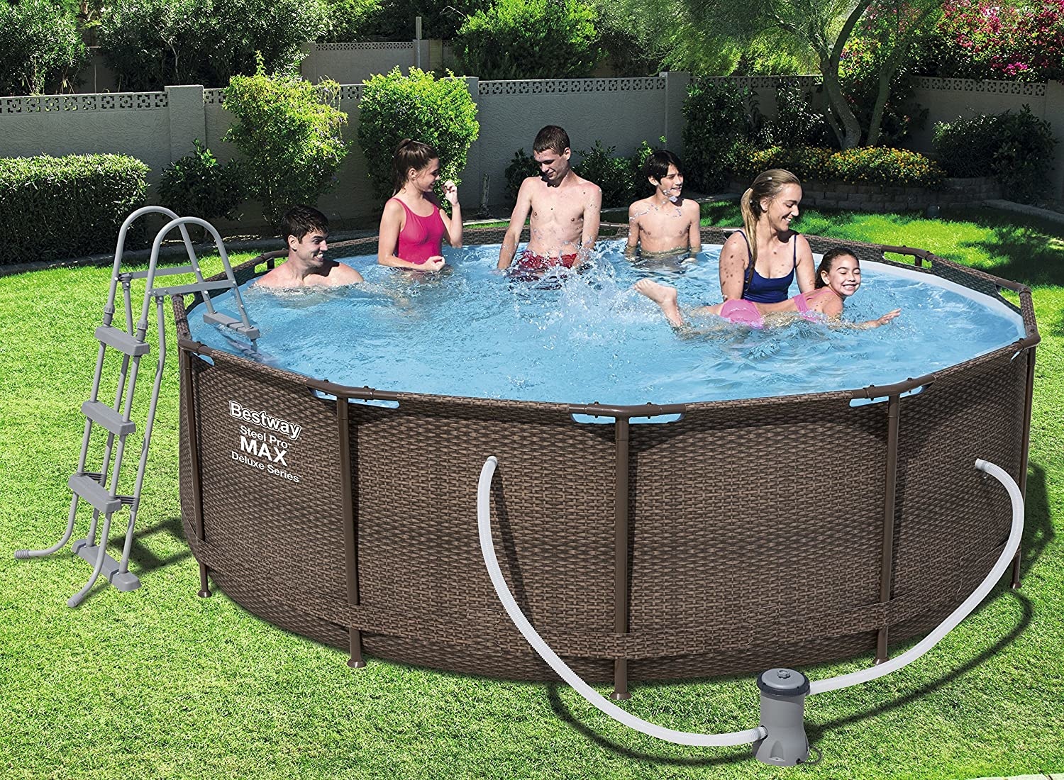 Bestway steel pro zwembad 366 x 100 cm Rattan-look - complete set