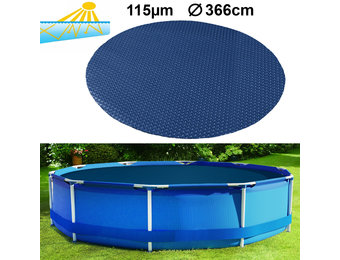 RAMROXX zwembadafdekking verwarmend zwart/blauw - 366 cm