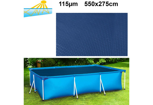 RAMROXX zwembadafdekking verwarmend zwart/blauw - 550 x 275 rechthoekig