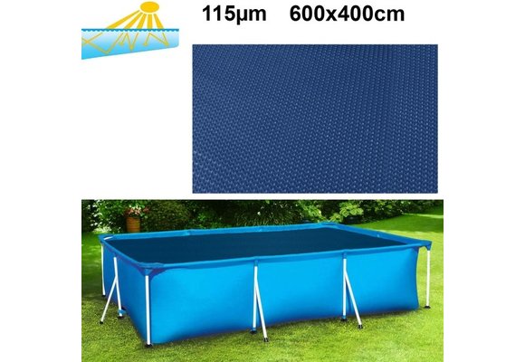 RAMROXX zwembadafdekking verwarmend zwart/blauw - 600 x 400 cm rechthoekig - 115 µm
