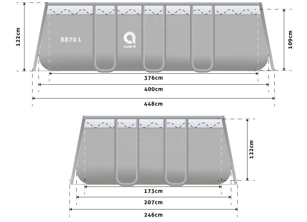 Zwembad met filterpomp - 400x207x122 cm - compleet - Avenli