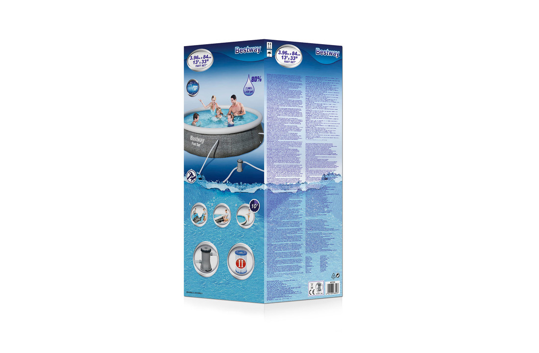 Bestway Fast Set opblaaszwembad 396 x 84 cm met pomp - Rotan-look