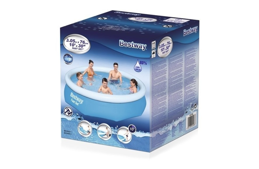 Bestway Fast Set Opblaaszwembad 305x76 cm – Blauw