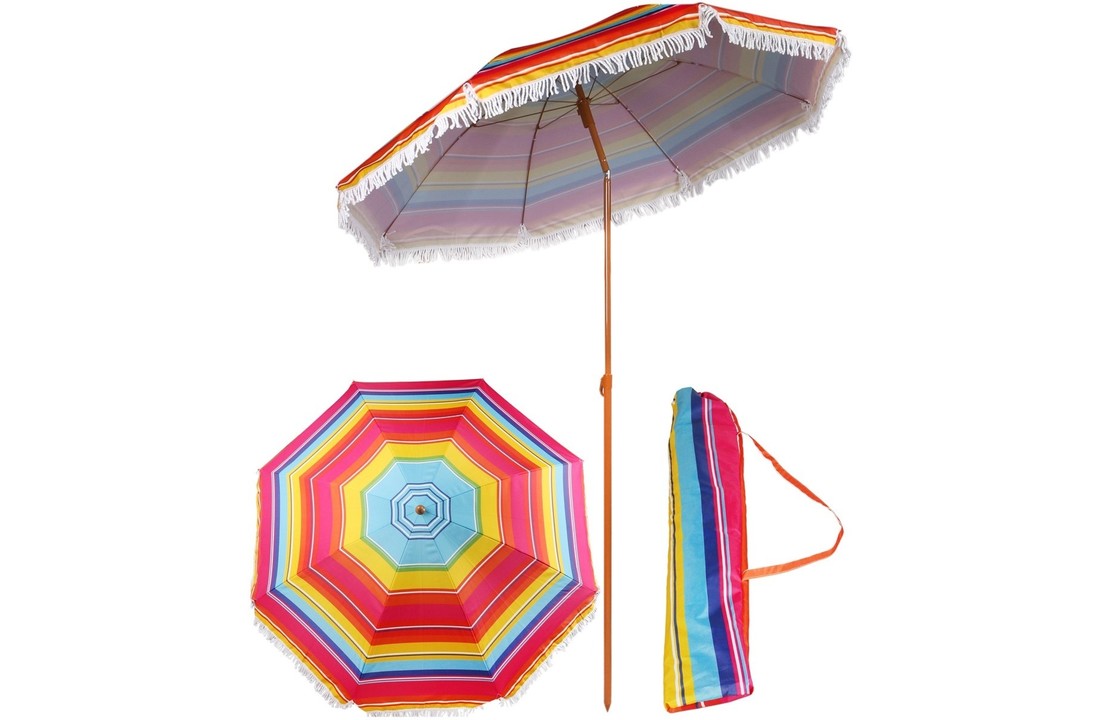 Likken Nadruk bemanning Strand parasol 180 cm met tas in multi kleur kopen? - Vikingchoice.nl