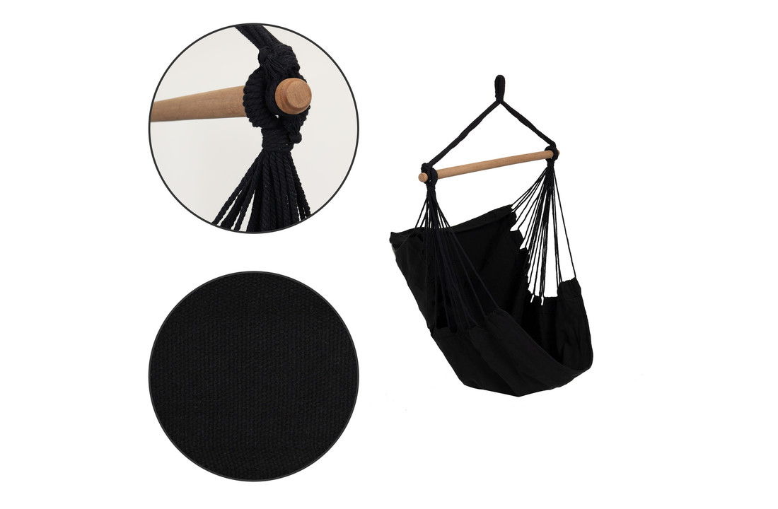 Hangstoel Braziliaanse stijl - zwart - tot 150 kg