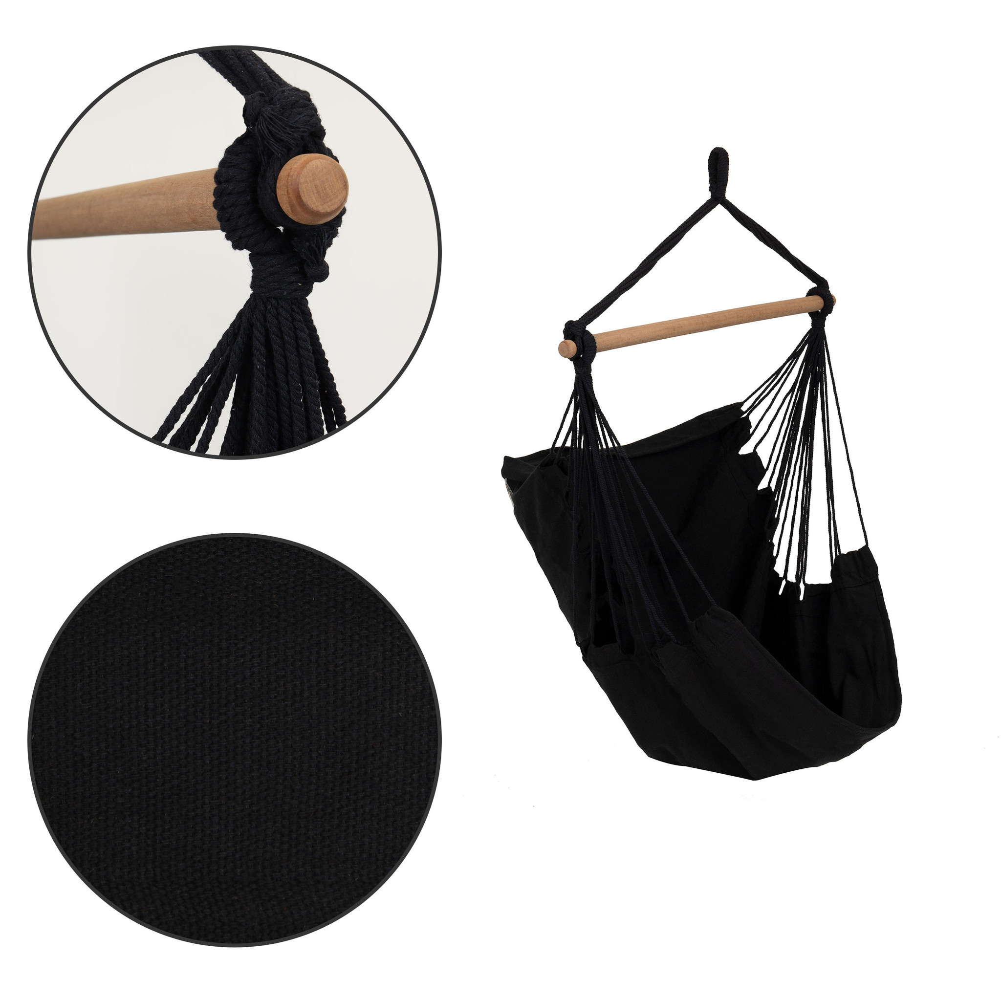 Hangstoel Braziliaanse stijl - zwart - tot 150 kg