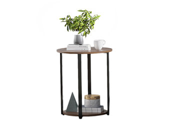 Bijzettafel rond 32 cm - 2 schappen - loft stijl salontafel