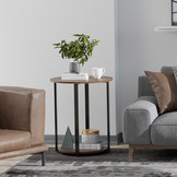 Bijzettafel rond 32 cm - 2 schappen - loft stijl salontafel