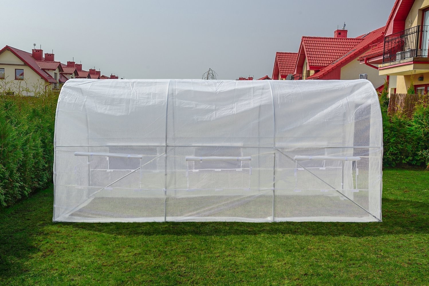 Tuinkas 4,5x2x2 meter wit -  met 6 klamboe ramen - 9m2