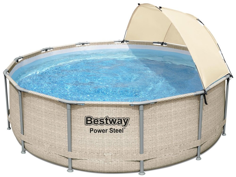 Bestway Power Steel zwembad 396 x 107 cm Rotan-look - complete set