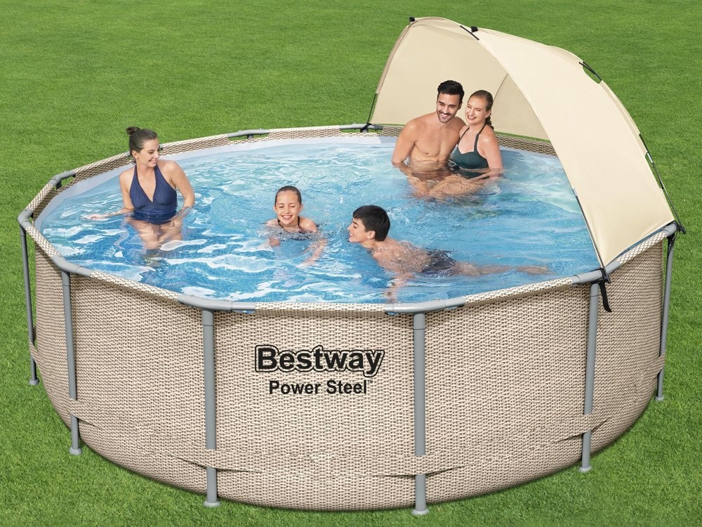 Bestway Power Steel zwembad 396 x 107 cm Rotan-look - complete set