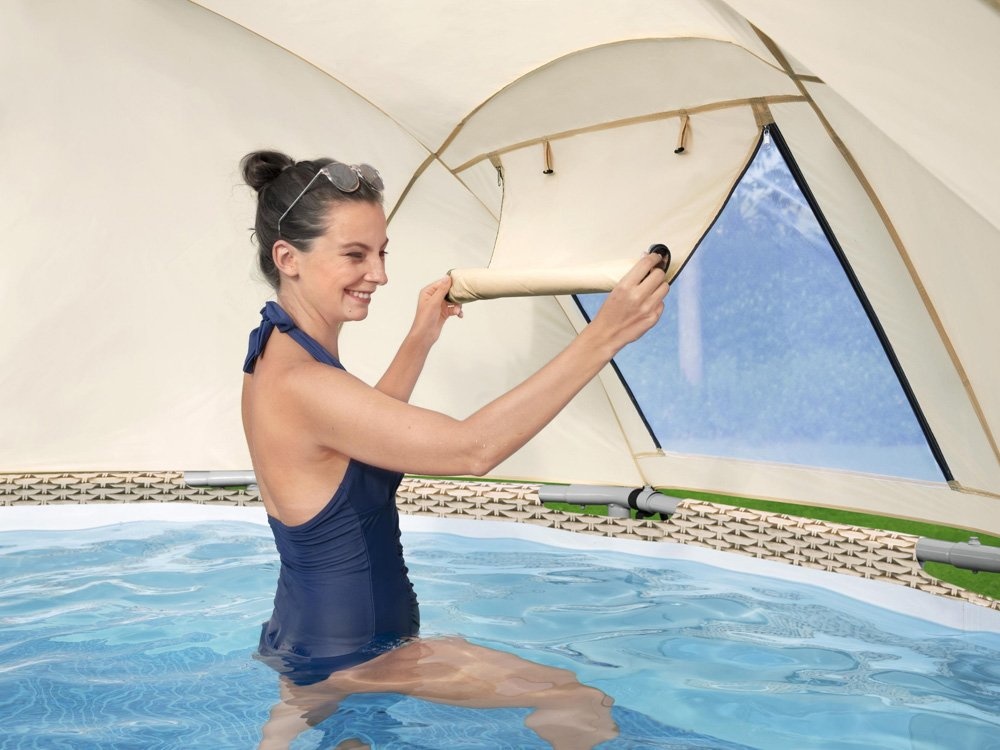 Bestway Power Steel zwembad 396 x 107 cm Rotan-look - complete set